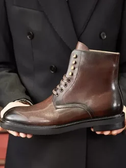 Men's Martin Work Boots Chic Black Short Dress Boots