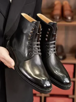 Men's Martin Work Boots Chic Black Short Dress Boots