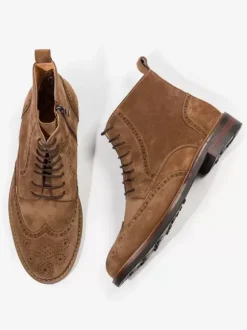 Men's Martin Work Motorcycle Coffee Brown Suede Leather Round Toe Combat Boots