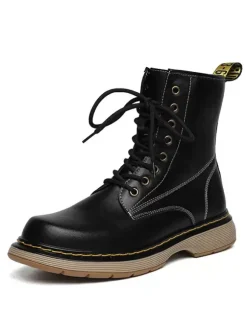Men's Motorcycle Combat Flatform Lace Up Ankle Boots
