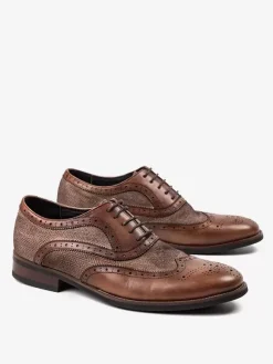 Men's Oxford Dress Shoe Pointed Toe Cowhide Brogue Prom Wedding Shoes