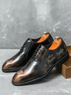 Men's Oxford Lace Up Modern Square Toe Prom Wedding Shoes