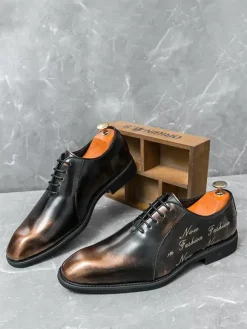 Men's Oxford Lace Up Modern Square Toe Prom Wedding Shoes