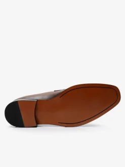 Men's Penny Loafer Cowhide Slip-On Brwon Prom Homecoming Wedding Shoes