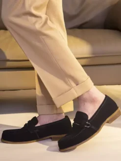 Mens Penny Loafer Round Toe Leather Shoes