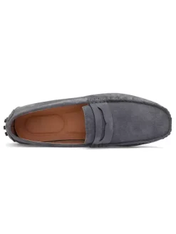 Mens Penny Loafer Shoes Slip-On Monk Strap Round Toe Suede Leather