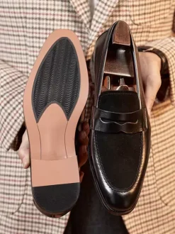 Mens Penny Loafer Shoes Suede Leather Artwork Prom Wedding Shoes