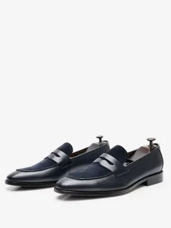 Mens Penny Loafer Shoes Suede Leather Artwork Prom Wedding Shoes