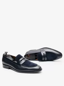 Mens Penny Loafer Shoes Suede Leather Artwork Prom Wedding Shoes