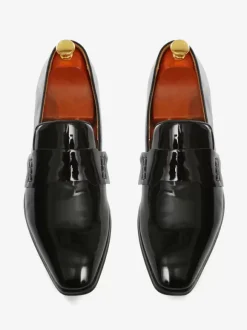 Men's Penny Loafers Modern Round Toe Slip-On Patent PU Upper Prom Party Wedding Shoes