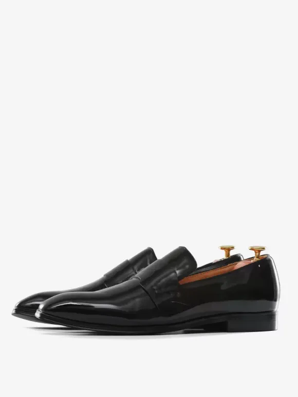 Men's Penny Loafers Modern Round Toe Slip-On Patent PU Upper Prom Party Wedding Shoes