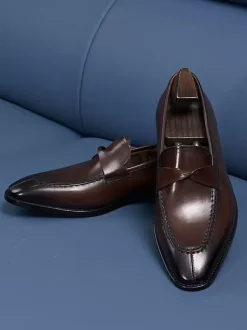 Men's Penny Loafers Slip On Cowhide Prom Wedding shoes