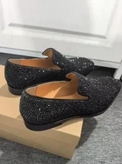 Men's Prom Shoes Glitter Square Toe Slip On Dress Wedding Shoes