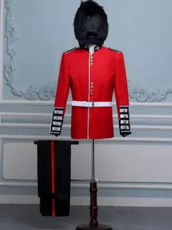 Men's Red Retro Set Elegant Long Sleeves Swallowtail Suit Performance Daning wear
