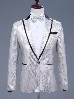 Men's Retro Sequni Top Retro Polyester Long Sleeves Performance Costume