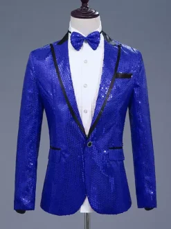 Men's Retro Sequni Top Retro Polyester Long Sleeves Performance Costume