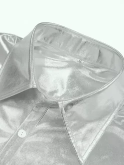 Men's Retro Silver Set Retro 70's Disco Rock Performance Dancing Wear