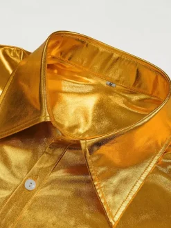 Men's Retro Silver Set Retro 70's Disco Rock Performance Dancing Wear