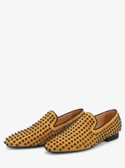 Men's Rivets loafer Dress Shoes Modern Round Toe Rivets Slip-On Micro Suede Upper Prom Party Wedding Shoes