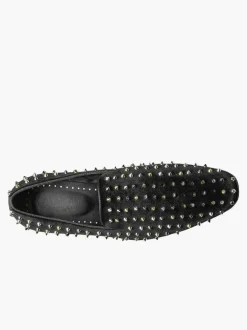 Mens Rivets Loafer Shoes Slip-On Square Toe Micro Suede Upper Prom Party Wedding Shoes