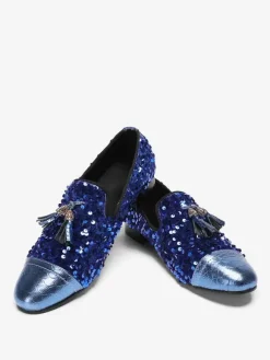 Men's Rivets Loafer Shoes Leather Sequins Slip On Tassel Prom Wedding Shoes