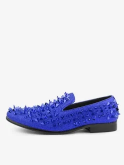 Mens Rivets Loafer Shoes Micro Suede Upper Spikes Rivets Slip-On Prom Party Wedding Shoes