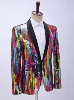 Men's Sequin Suit Stage Performance Wear Long Sleeves Retro Costumes