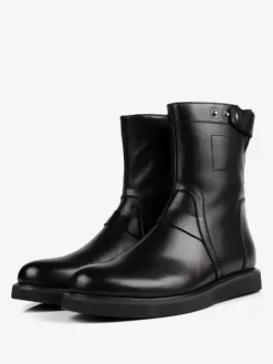 Men's Shoes Cowhide Chic Black Mid Calf Boots