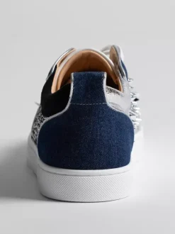 Men's Skate Sneakers Roun Toe Studed Rhinestones Lace Up Casual Shoes