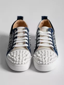 Men's Skate Sneakers Roun Toe Studed Rhinestones Lace Up Casual Shoes
