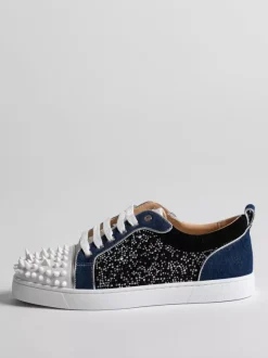 Men's Skate Sneakers Roun Toe Studed Rhinestones Lace Up Casual Shoes