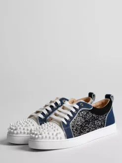 Men's Skate Sneakers Roun Toe Studed Rhinestones Lace Up Casual Shoes