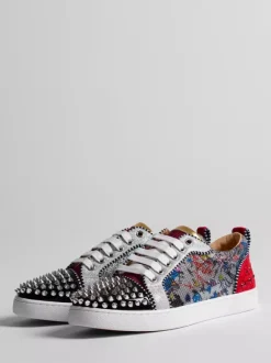 Men's Skate Sneakers Round Toe Studed Printed Lace Up Casual Shoes