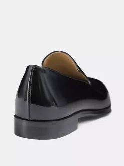 Men's Slip On Loafer Cut Out Dress Loafers Prom Party Wedding Shoes in Patent Leather V-shaped notches
