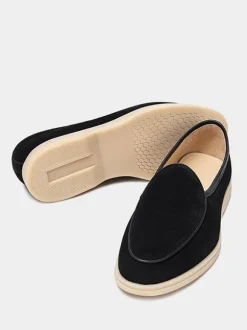 Mens Slip On Loafer Round Toe Cowhide Shoes