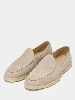 Mens Slip On Loafer Round Toe Cowhide Shoes