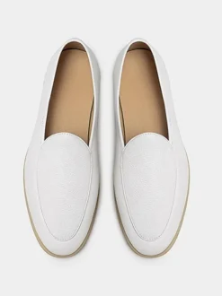 Mens Slip On Loafer Round Toe Cowhide Shoes