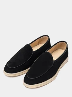 Mens Slip On Loafer Round Toe Cowhide Shoes
