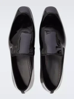 Men's Slip On Loafer Round Toe Black Patent Prom Wedding Shoes