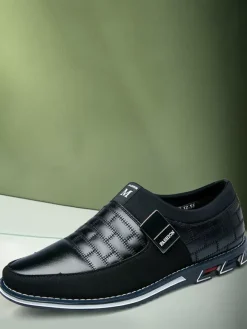 Mens Slip On Loafer Spike Oxford Shoes Leather Splice Suede Dress Shoes
