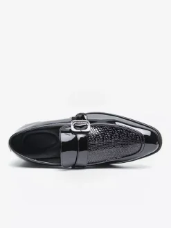 Mens Slip-On Monk Loafer Casual Dress Shoes Black Wedding Formal Work Pointed Toe Men Tuxedo Shoes