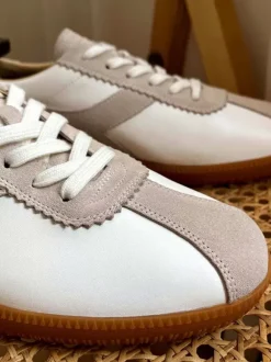Mens Sneakers Cozy Cowhide Round Toe Color Block Basket Sport Shoes