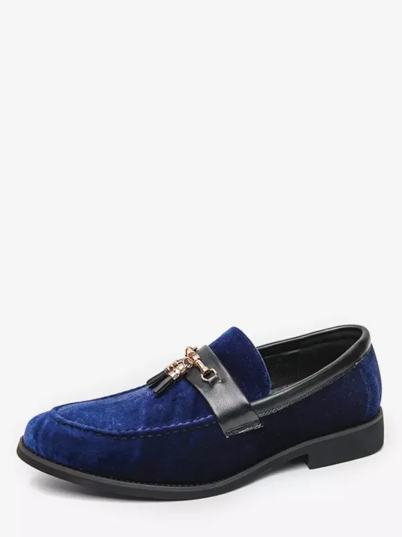 Mens Suede Tassel Loafers Slip-on Spike Moccasins Shoes Low Heels Comfortable Penny Shoes