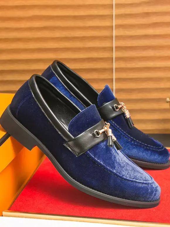 Mens Suede Tassel Loafers Slip-on Spike Moccasins Shoes Low Heels Comfortable Penny Shoes