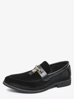 Mens Suede Tassel Loafers Slip-on Spike Moccasins Shoes Low Heels Comfortable Penny Shoes