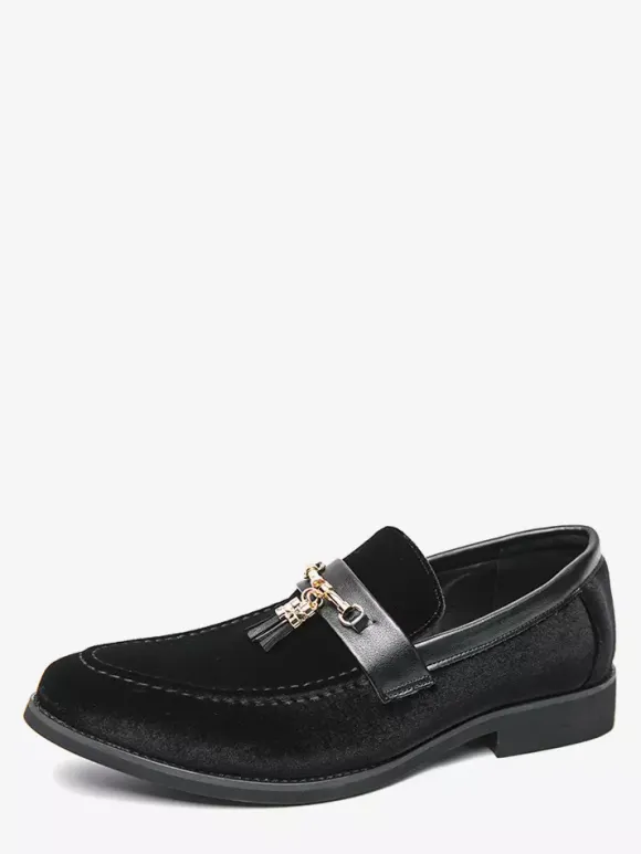 Mens Suede Tassel Loafers Slip-on Spike Moccasins Shoes Low Heels Comfortable Penny Shoes