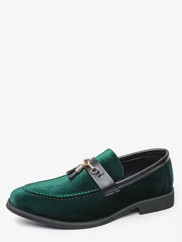 Mens Suede Tassel Loafers Slip-on Spike Moccasins Shoes Low Heels Comfortable Penny Shoes