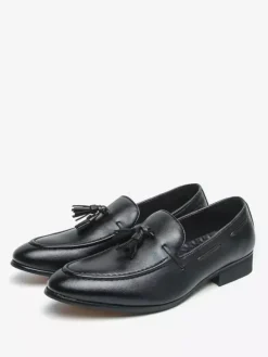 Men's Tassel Loafer Shoes Round Toe Slip On Comfy Loafer Shoes For Wedding Prom