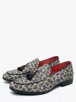 Mens Tassel Loafers Slip-on Penny Shoes Decoration Fashion Breathable White Beaded Formal Wear Casual Shoes