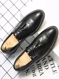 Mens Tassel Loafers Slip-on Decorate Penny Shoes Non Slip Low Heels Breathable Casual Shoes